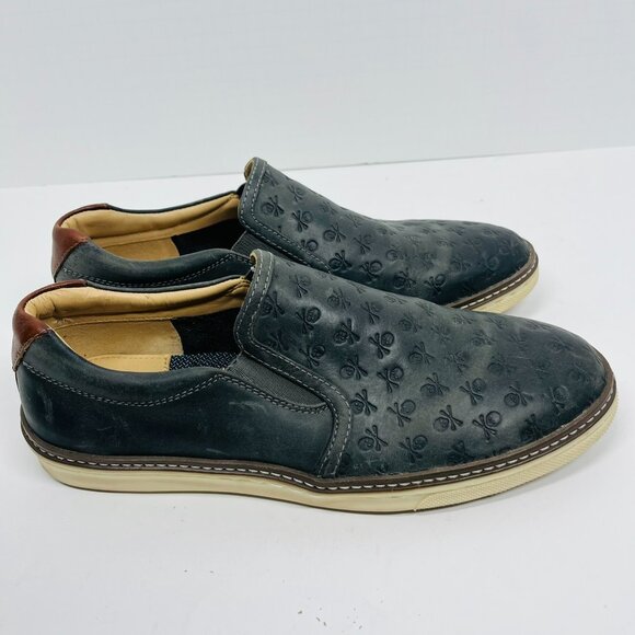 Johnston & Murphy Sheepskin Navy Skull Embossed McGuffey Slip-on Shoe main image 6